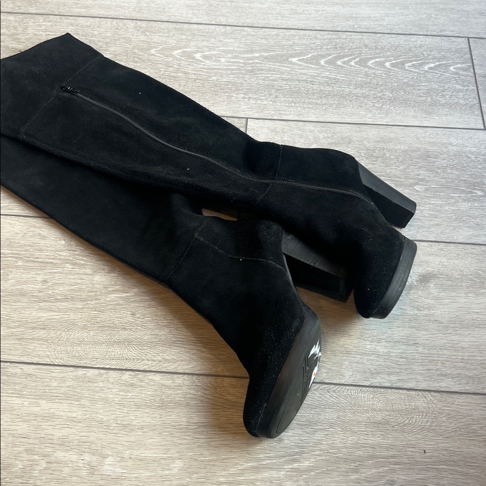Nine West Suede Black over the knee Women's heeled Boots size 7 - Picture 6 of 8